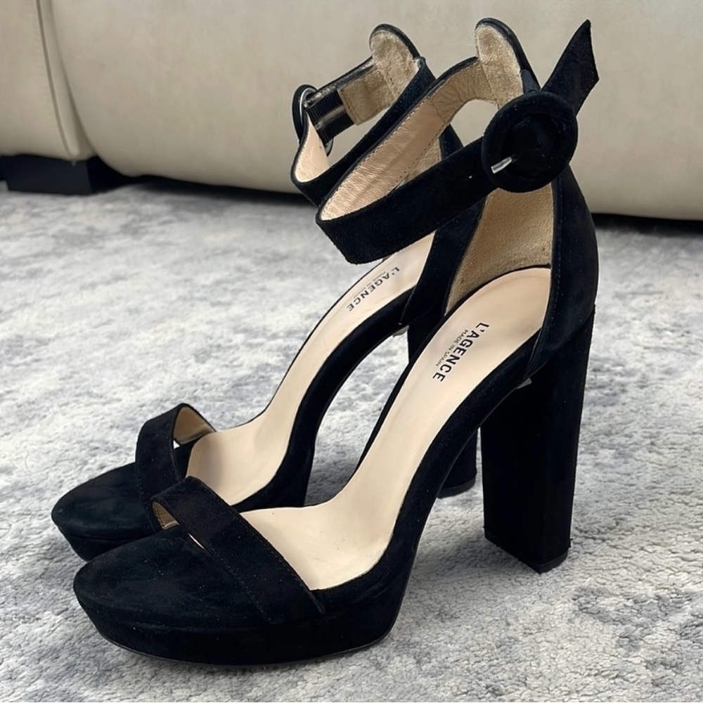 L'AGENCE Ankle Strap Block Heels